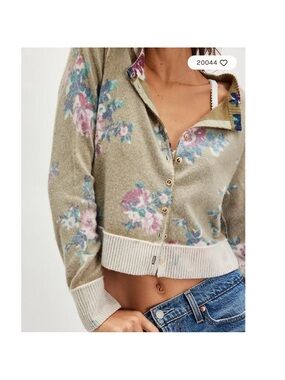 Nwt Free People Nocturnal Floral Cashmere Cardigan Moss Size small